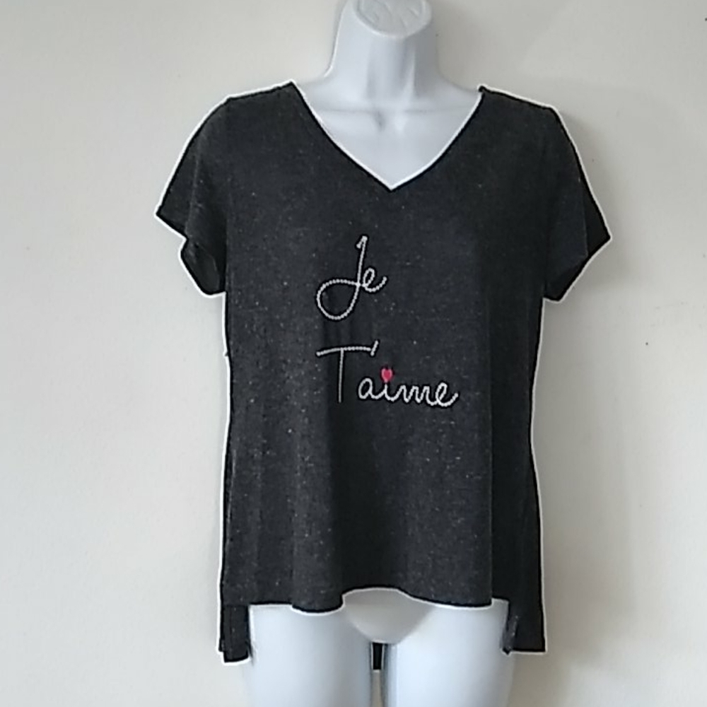 Anthropologie W5 je t'aime heather gray t-shirt top Med